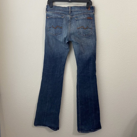 7 For All Mankind Jeans Size 30 Flare Wide Leg Dark Wash Denim - Picture 2 of 11